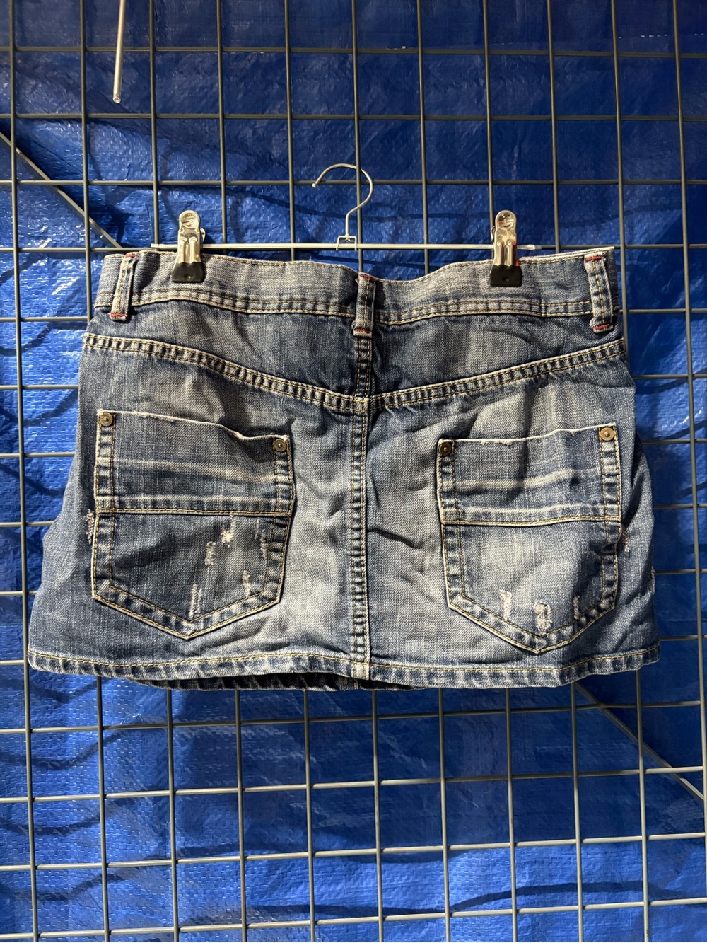Denim Mini Skirt with Back Pockets